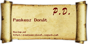 Paskesz Donát névjegykártya